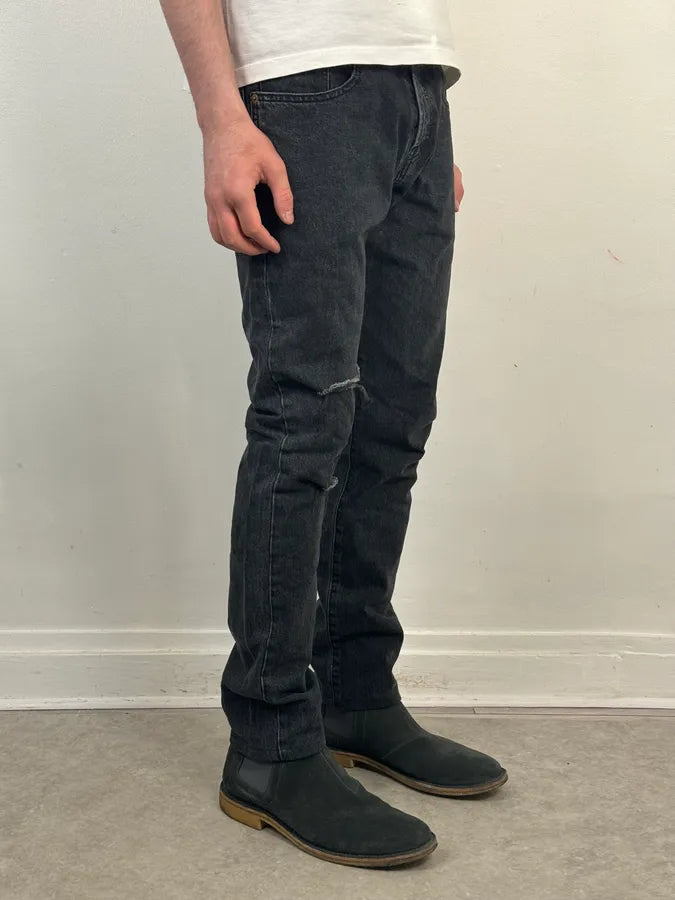 FW2015 Saint Laurent Black Denim Distressed Jeans QAzAeko 2