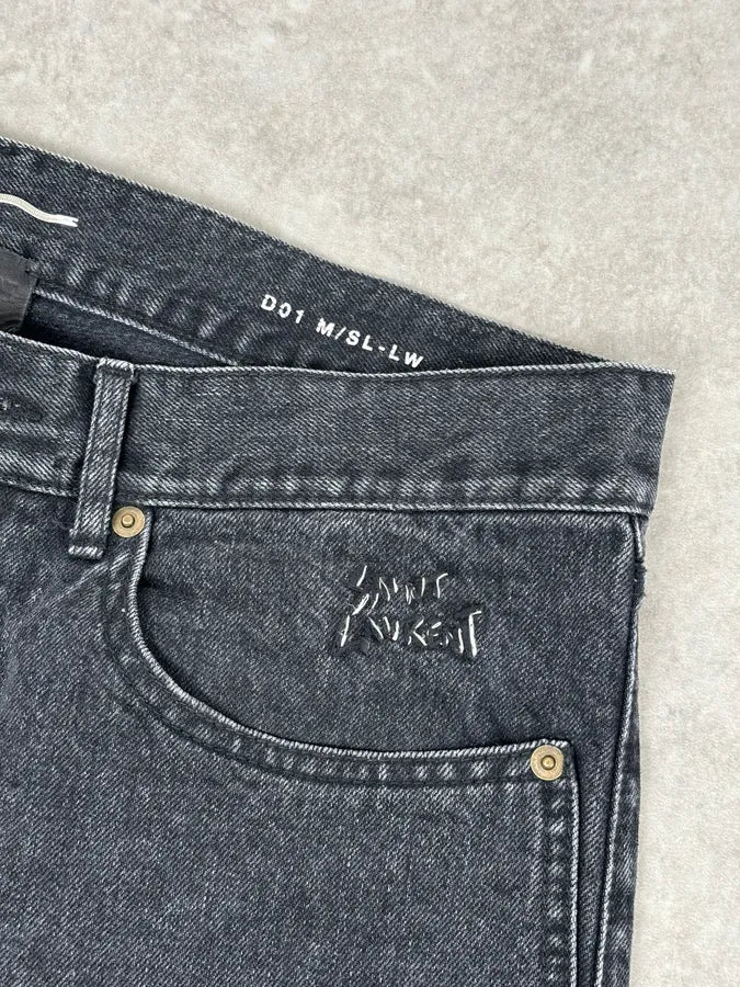 FW2015 Saint Laurent Black Denim Distressed Jeans QAzAeko 7