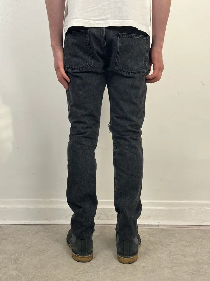 FW2015 Saint Laurent Black Denim Distressed Jeans QAzAeko 3