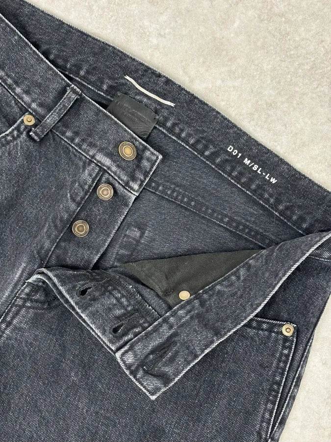 FW2015 Saint Laurent Black Denim Distressed Jeans QAzAeko 9