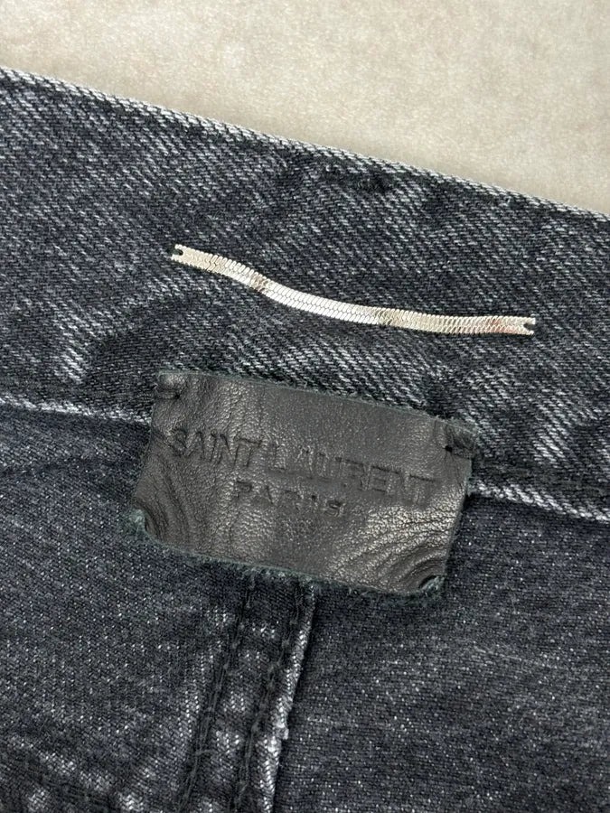 FW2015 Saint Laurent Black Denim Distressed Jeans QAzAeko 10