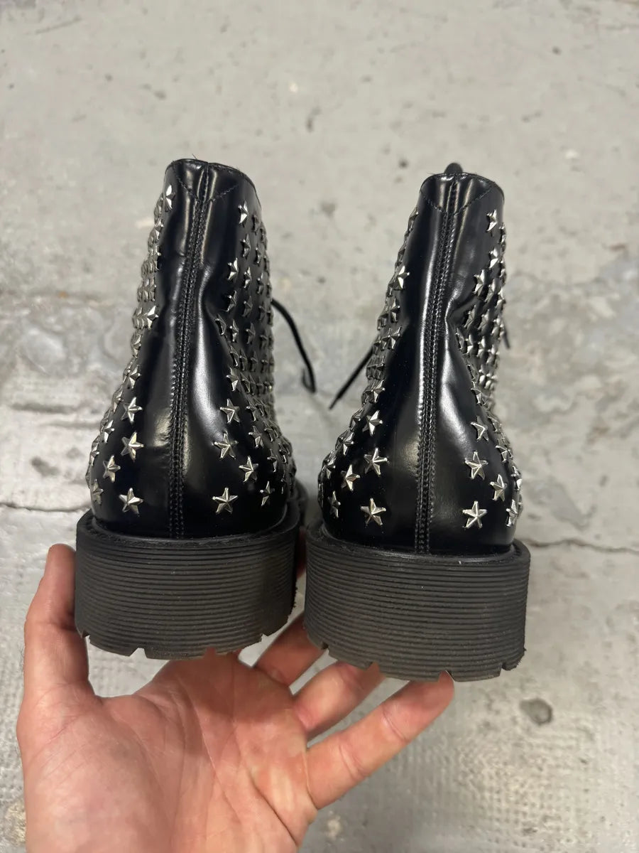 FW2015 Saint Laurent Black Studded Stars Leather Boots by Hedi Slimane SPChmQs 1