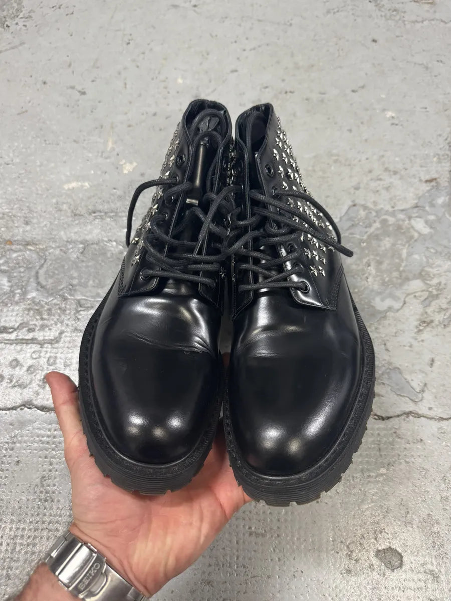 FW2015 Saint Laurent Black Studded Stars Leather Boots by Hedi Slimane SPChmQs 5