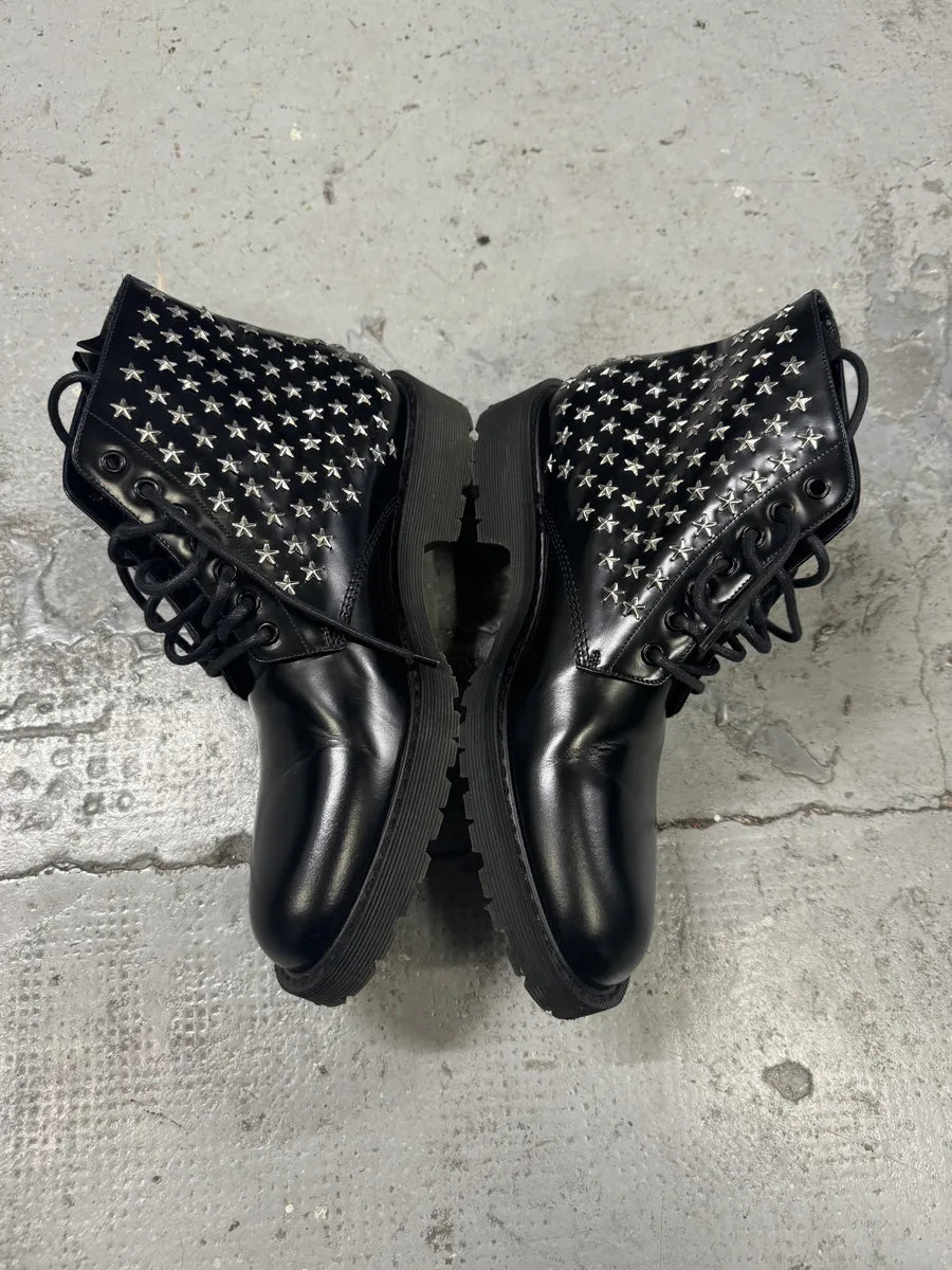 FW2015 Saint Laurent Black Studded Stars Leather Boots by Hedi Slimane SPChmQs 6