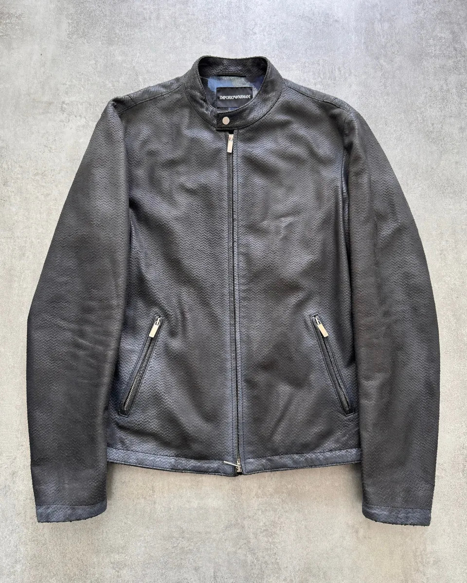 FW2016 Emporio Armani Exotic Texture Leather Jacket VJKyRER 0