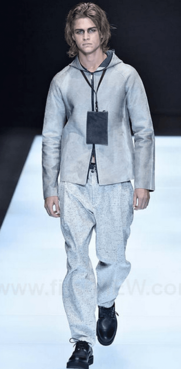 FW2016 Emporio Armani Grey Silver Pony Hair Hooded Leather Jacket GDrvbwZ 1