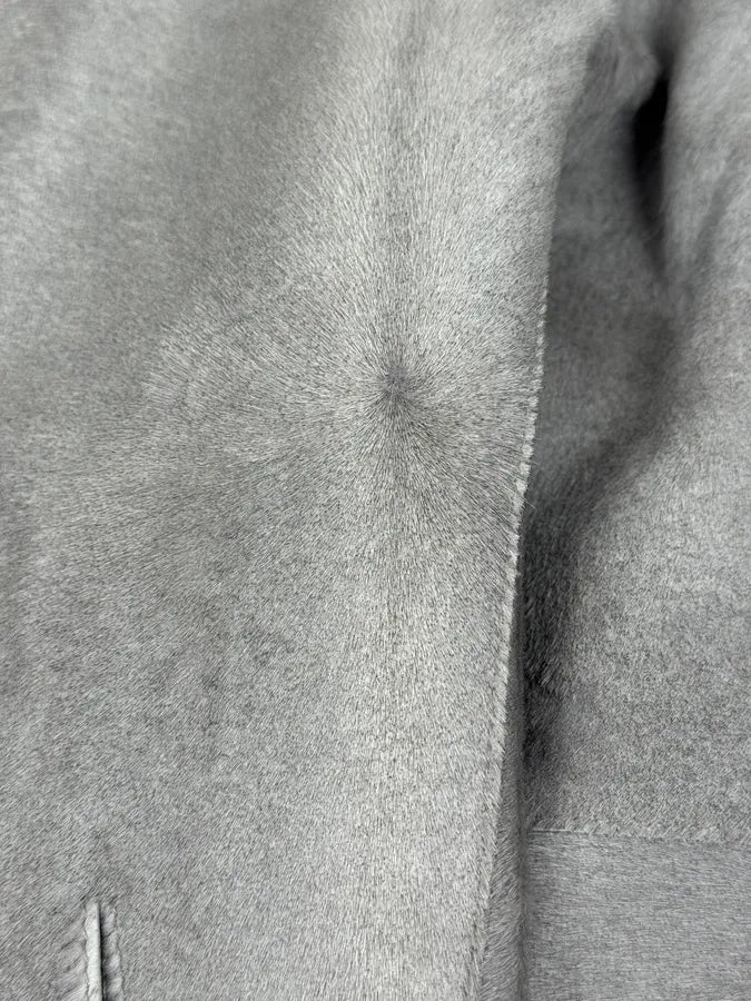 FW2016 Emporio Armani Grey Silver Pony Hair Hooded Leather Jacket GDrvbwZ 7