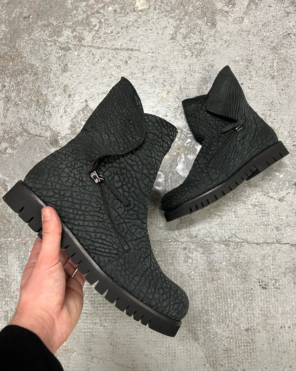 FW2016 Emporio Armani Olive Crocodile Effect Leather Boots (40.5eu/us7.5) 0