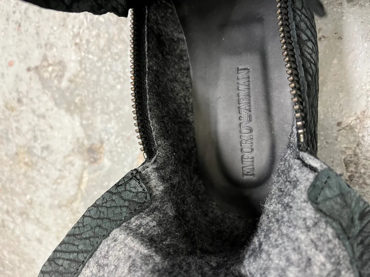 FW2016 Emporio Armani Olive Crocodile Effect Leather Boots (40.5eu/us7.5) 15