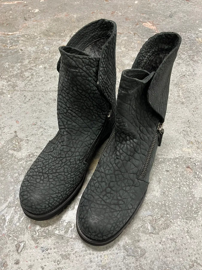 FW2016 Emporio Armani Olive Crocodile Effect Leather Boots (40.5eu/us7.5) 4