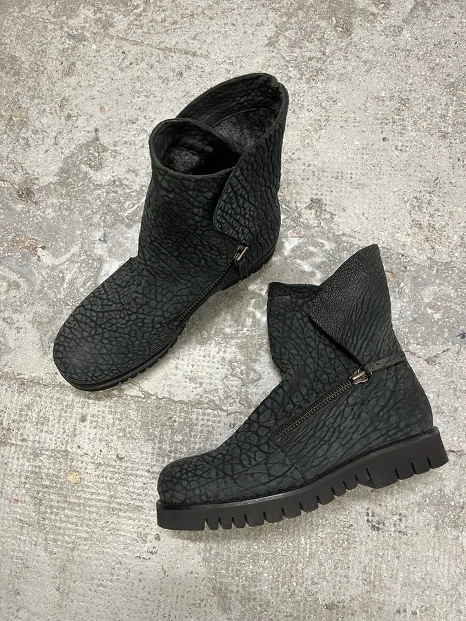 FW2016 Emporio Armani Olive Crocodile Effect Leather Boots (40.5eu/us7.5) 5