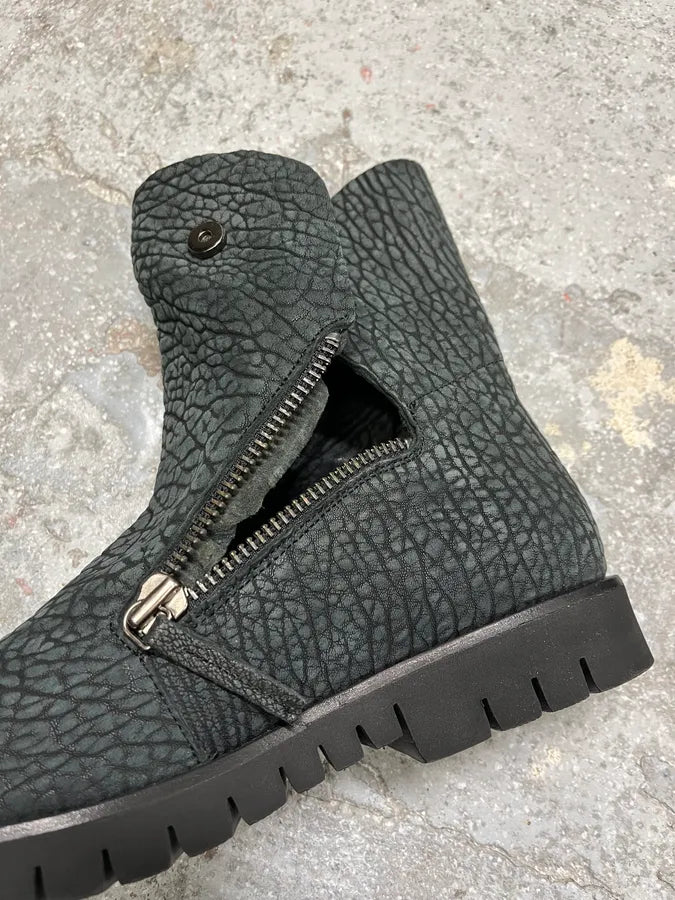 FW2016 Emporio Armani Olive Crocodile Effect Leather Boots (40.5eu/us7.5) 6