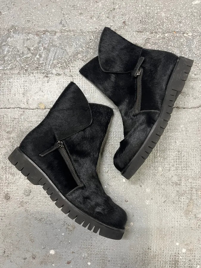 FW2016 Emporio Armani Pony Hair Black Leather Boots (42.5eu/us9) 0