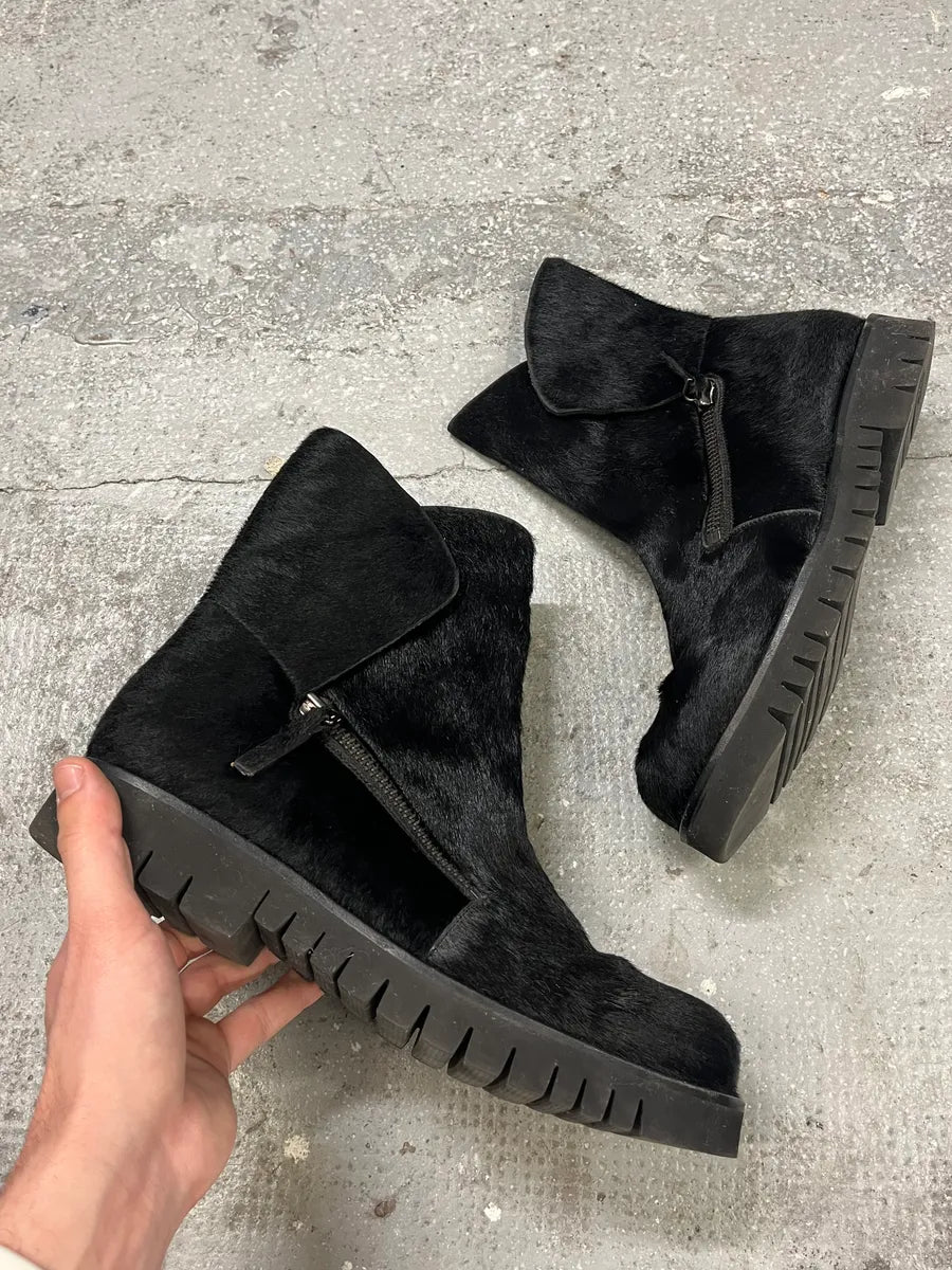 FW2016 Emporio Armani Pony Hair Black Leather Boots (42.5eu/us9) 1