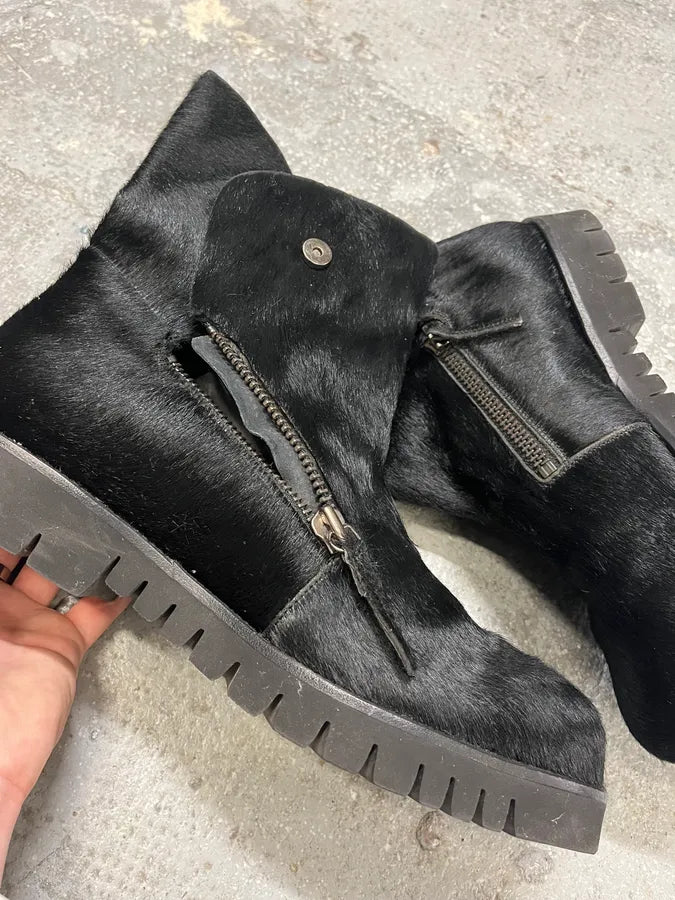 FW2016 Emporio Armani Pony Hair Black Leather Boots (42.5eu/us9) 2