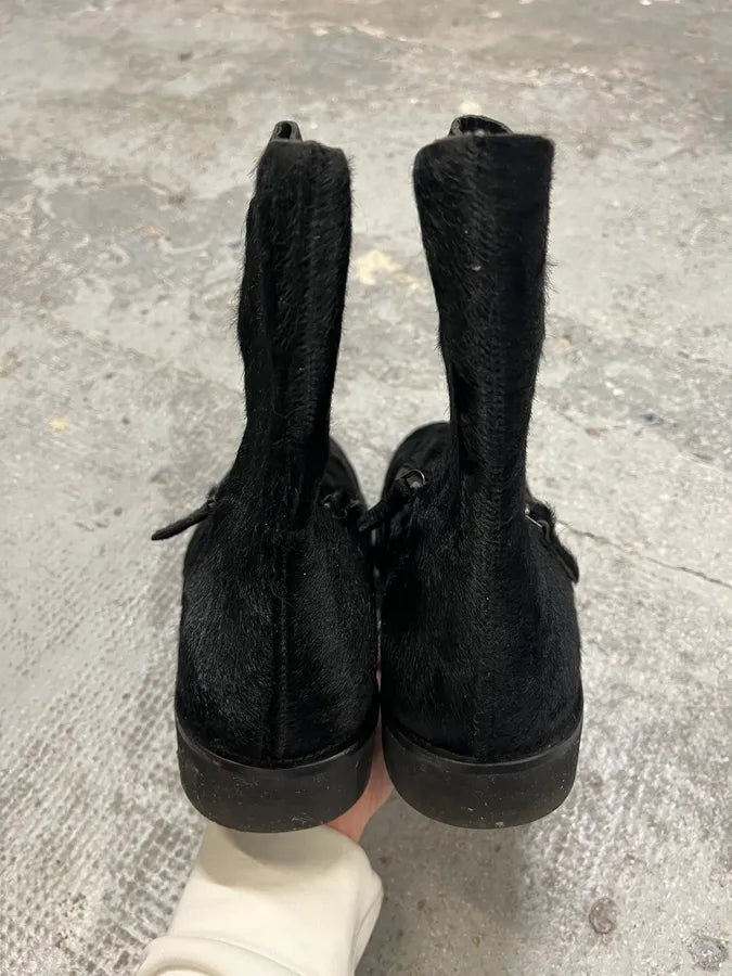 FW2016 Emporio Armani Pony Hair Black Leather Boots (42.5eu/us9) 4