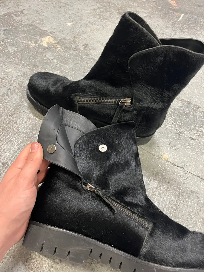 FW2016 Emporio Armani Pony Hair Black Leather Boots (42.5eu/us9) 5