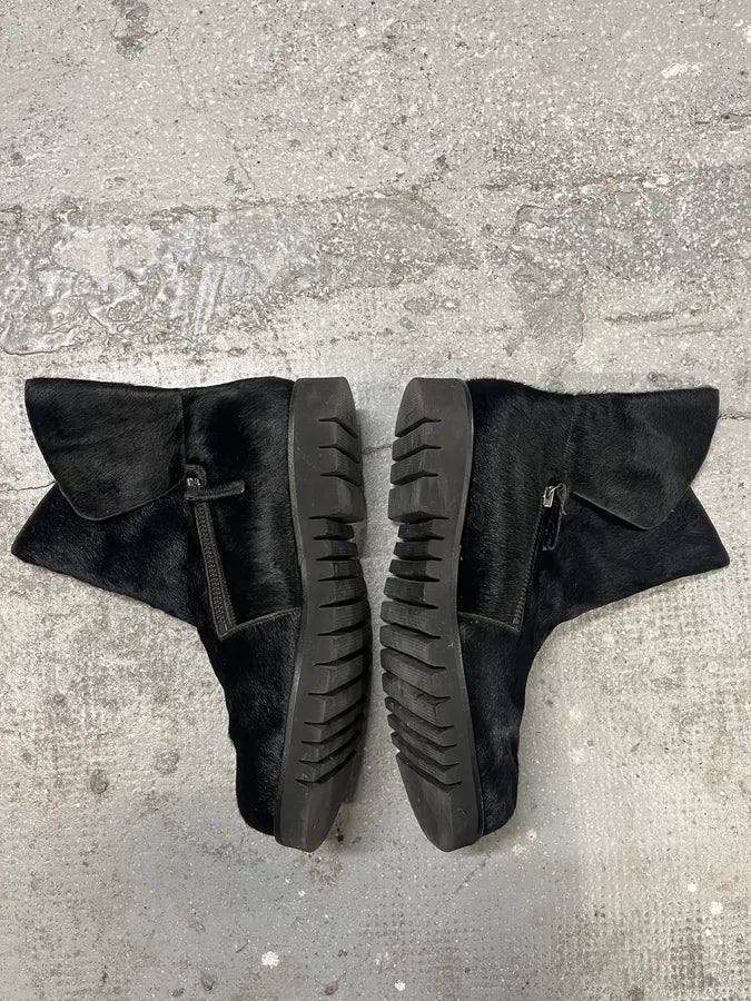 FW2016 Emporio Armani Pony Hair Black Leather Boots (42.5eu/us9) 6