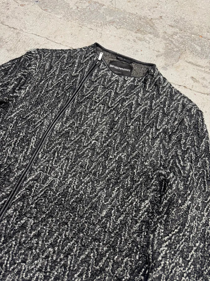 FW2016 Emporio Armani Textured Grey Leather Asymmetrical Jacket RGYfZOp 4