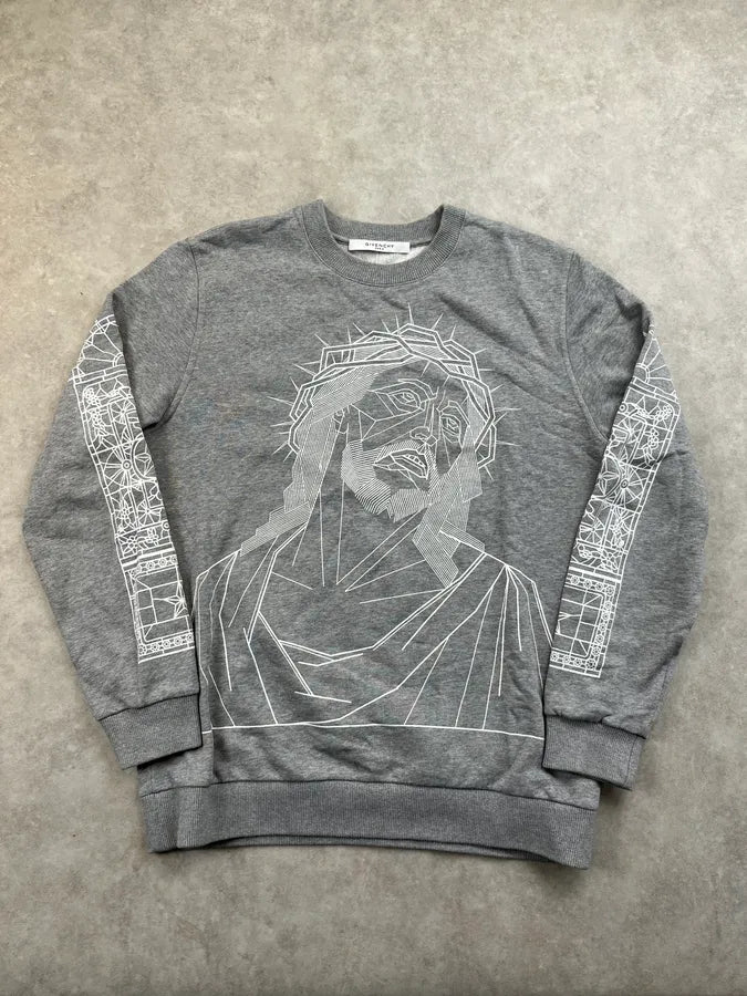 FW2016 Givenchy Grey Thorn Crown Jesus Sweater by Riccardo Tisci njGOqat 0