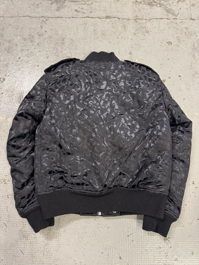 FW2016 Saint Laurent Black Bomber Nylon Leopard Print Jacket jKKxbUn 4