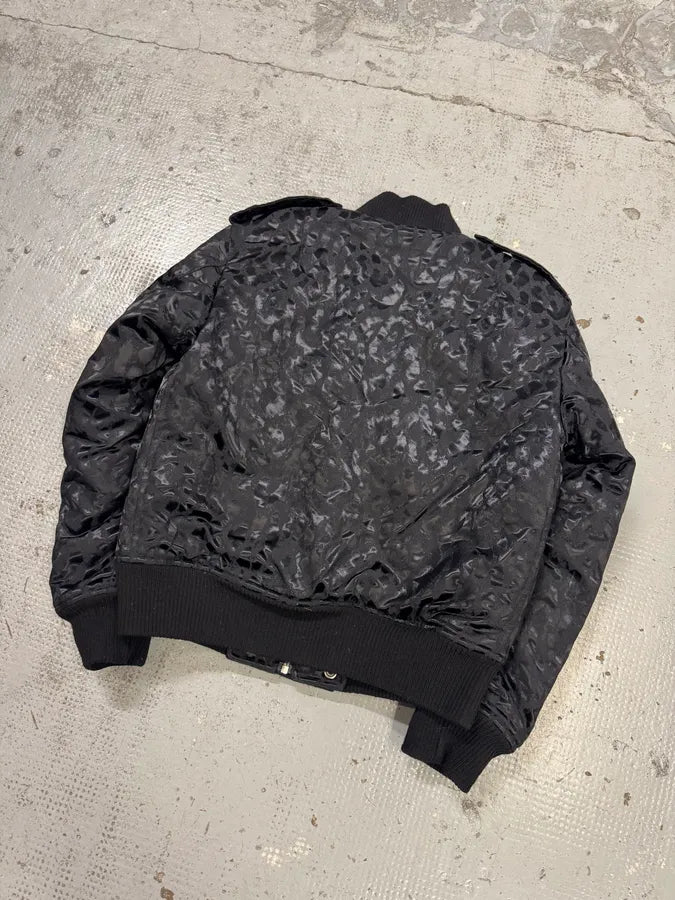 FW2016 Saint Laurent Black Bomber Nylon Leopard Print Jacket jKKxbUn 5