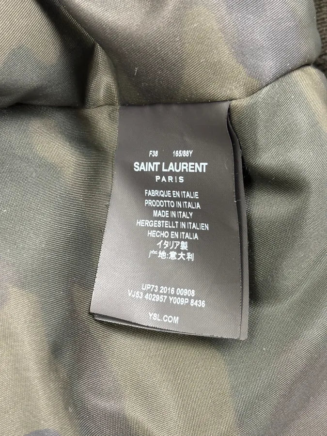 FW2016 Saint Laurent Green Camo Nylon Bomber Jacket AcpFMuZ 10