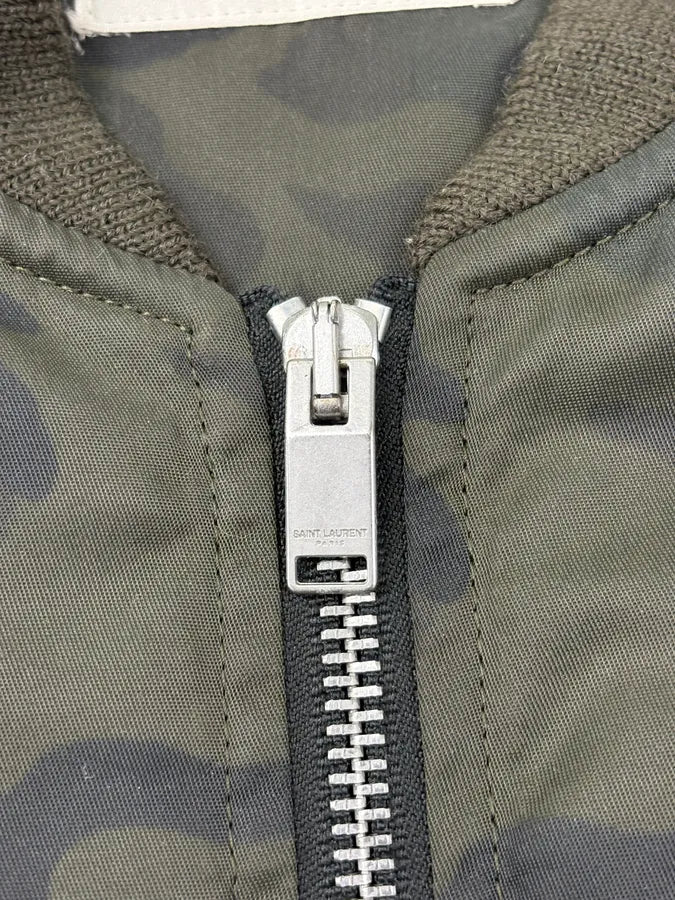 FW2016 Saint Laurent Green Camo Nylon Bomber Jacket AcpFMuZ 8