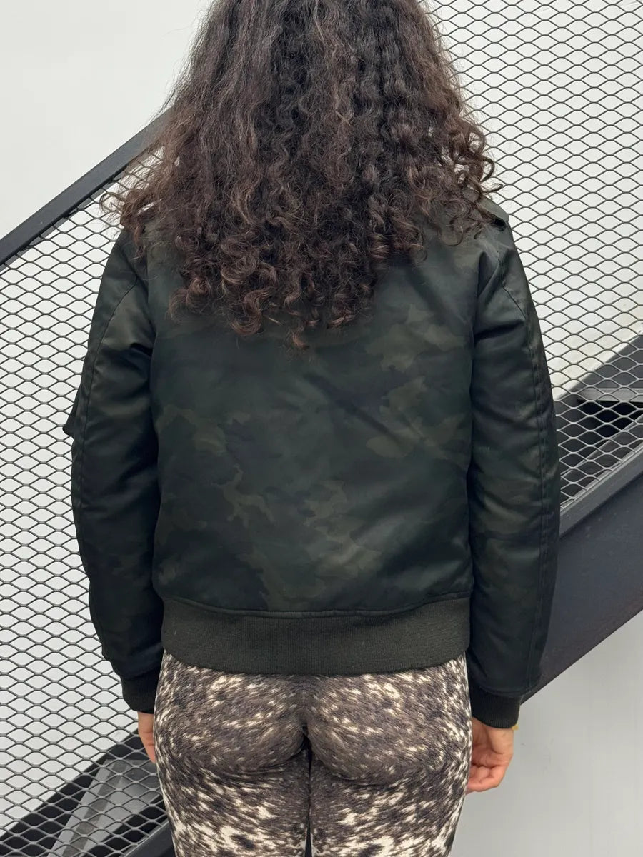 FW2016 Saint Laurent Green Camo Nylon Bomber Jacket AcpFMuZ 2