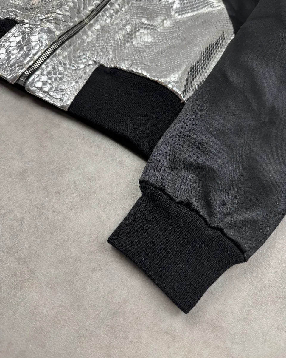 FW2016 Saint Laurent Silver Python-Embossed Sample Black Bomber Jacket HNBAVar 5