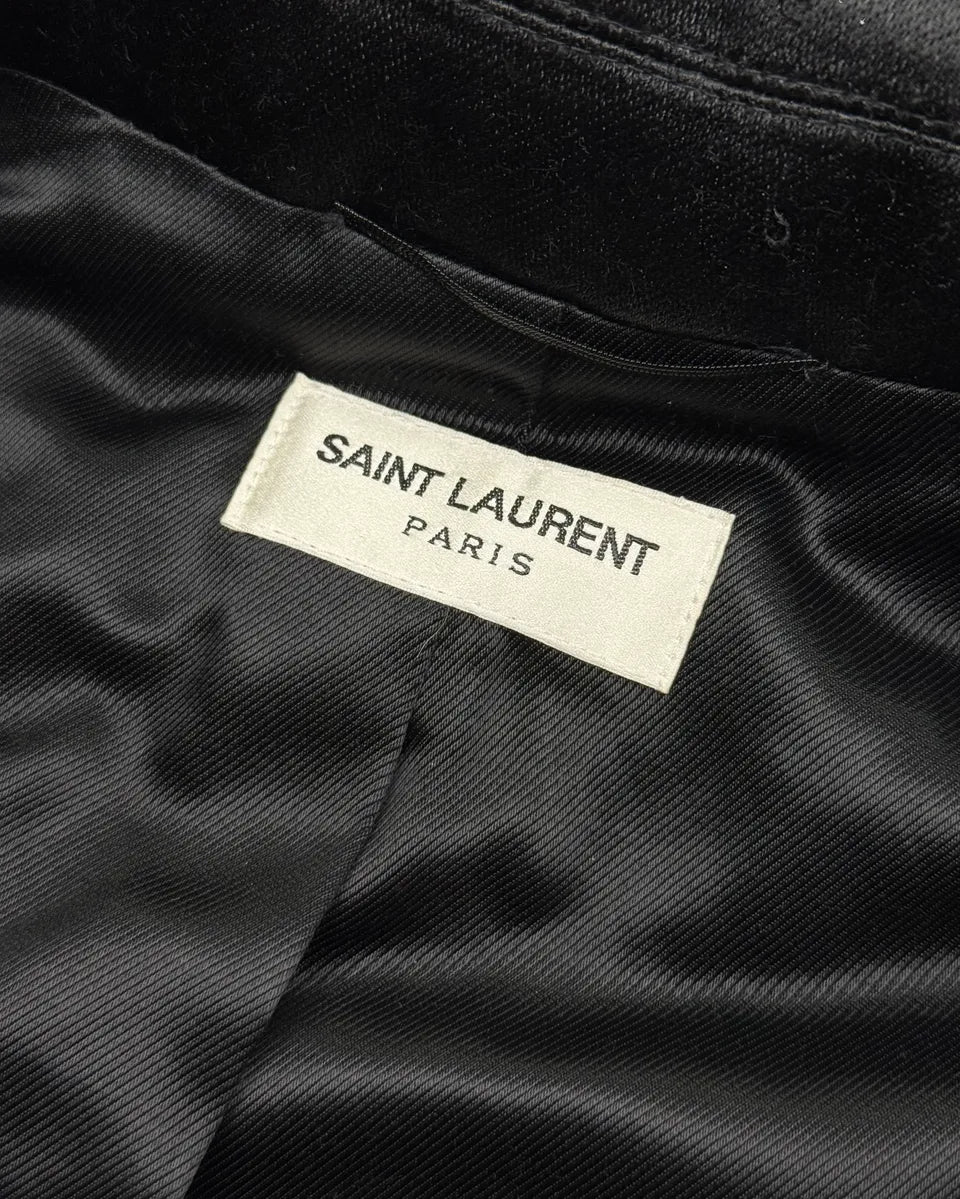 FW2016 Saint Laurent Silver Python-Embossed Sample Black Bomber Jacket HNBAVar 8