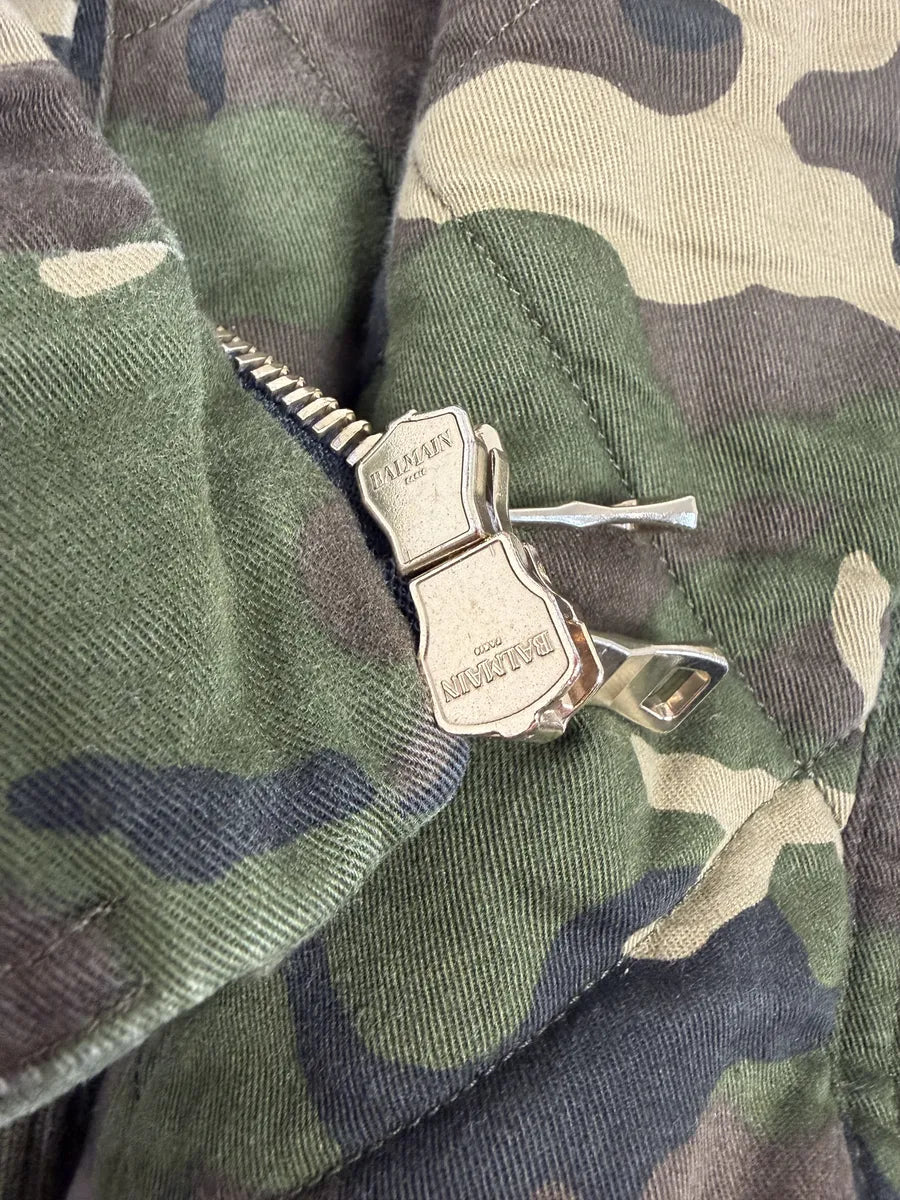 FW2017 Balmain Camo Military Green Bomber Jacket yXLbCOE 10