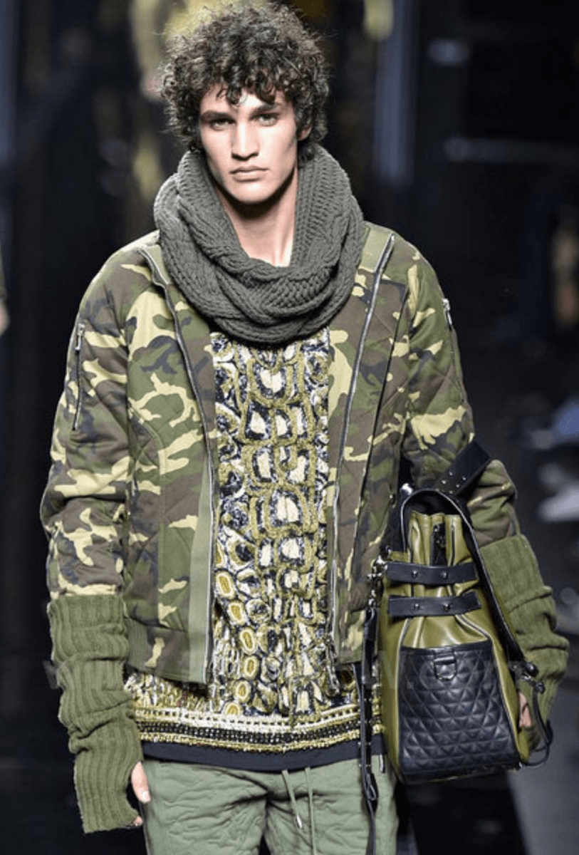 FW2017 Balmain Camo Military Green Bomber Jacket yXLbCOE 2