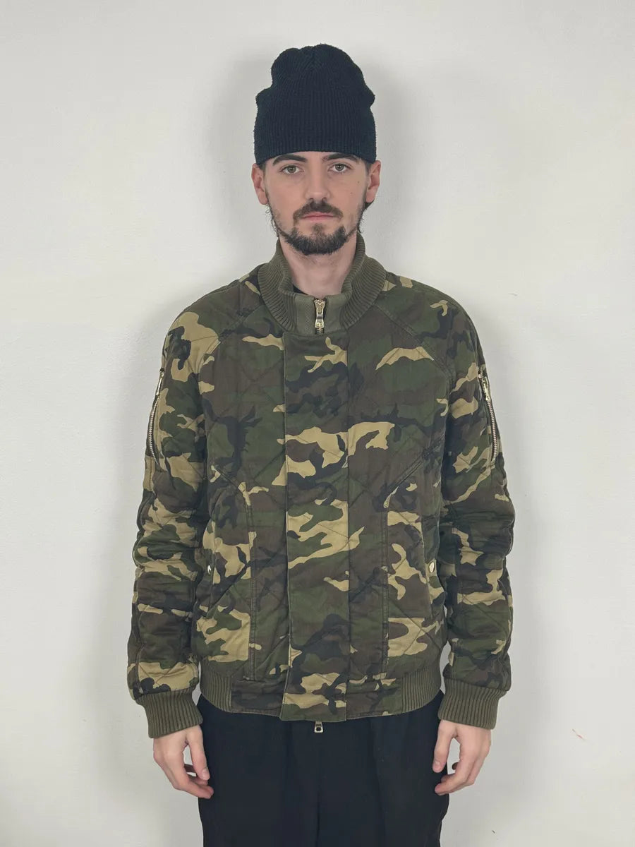 FW2017 Balmain Camo Military Green Bomber Jacket yXLbCOE 3