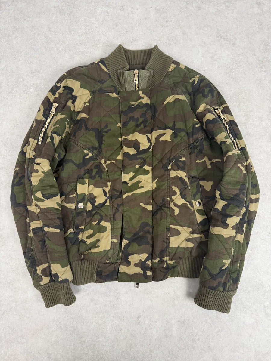 FW2017 Balmain Camo Military Green Bomber Jacket yXLbCOE 4