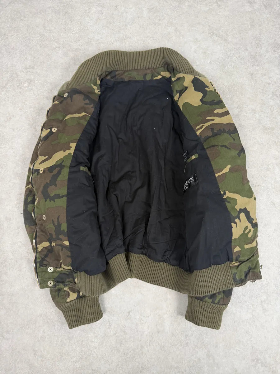 FW2017 Balmain Camo Military Green Bomber Jacket yXLbCOE 8