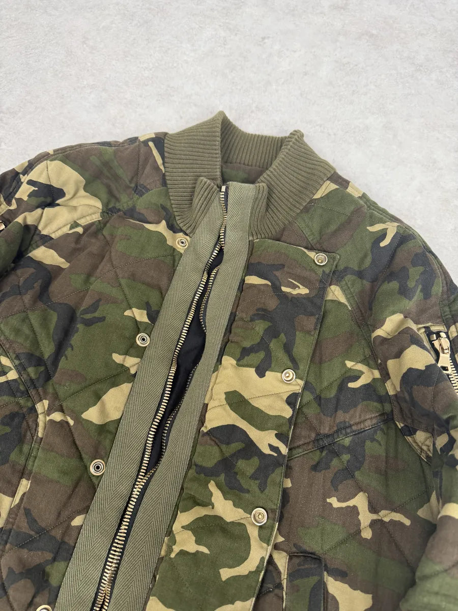 FW2017 Balmain Camo Military Green Bomber Jacket yXLbCOE 9