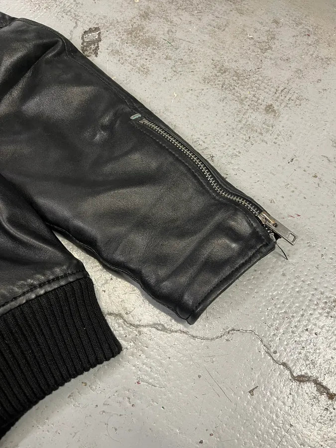 FW2017 Diesel Multi Zip Shearling Collar Black Leather Jacket oFPSfyv 8