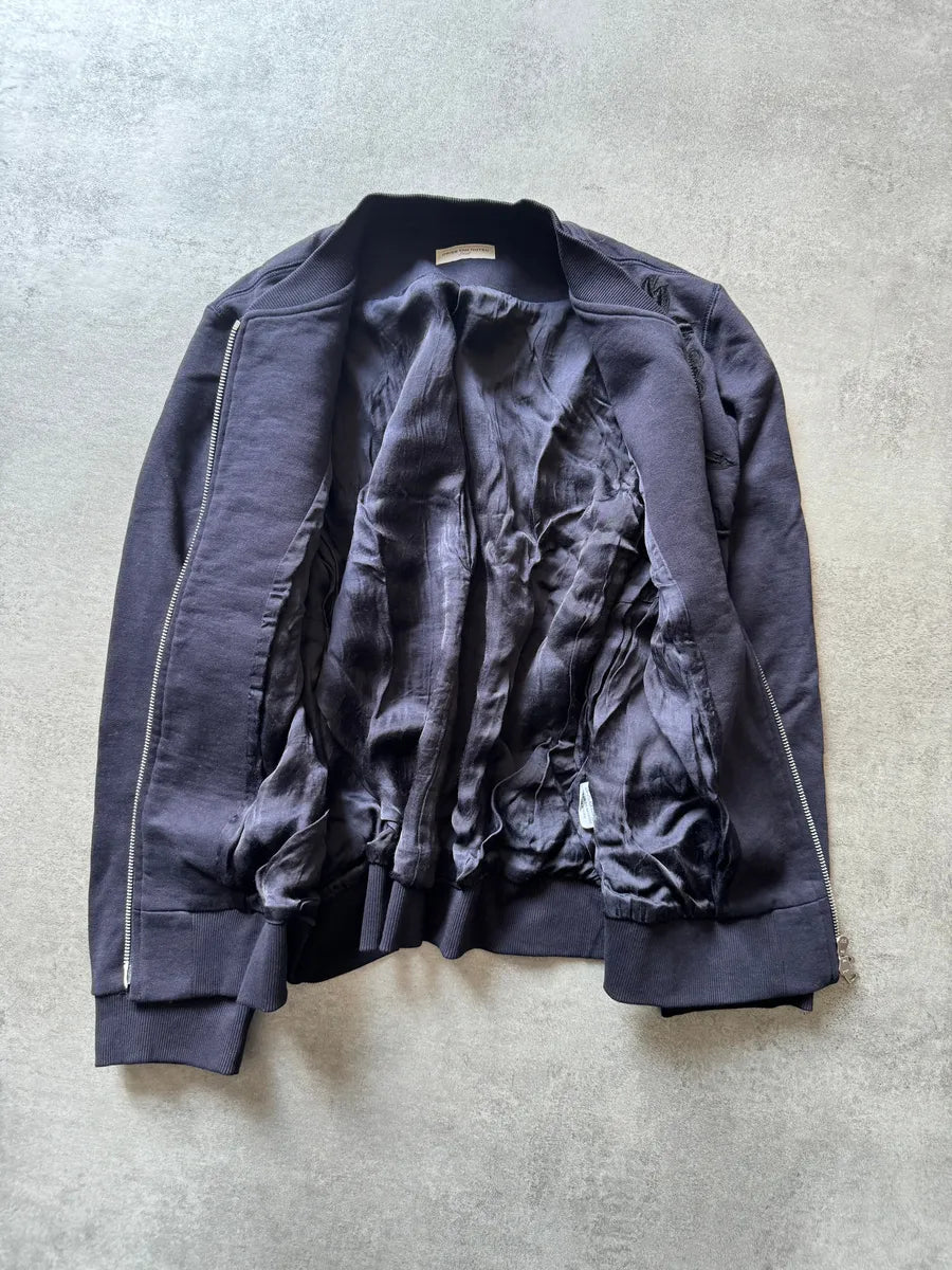 FW2017 Dries Van Noten Navy Embroidered Zip-up Sweater SFPJuwl 2