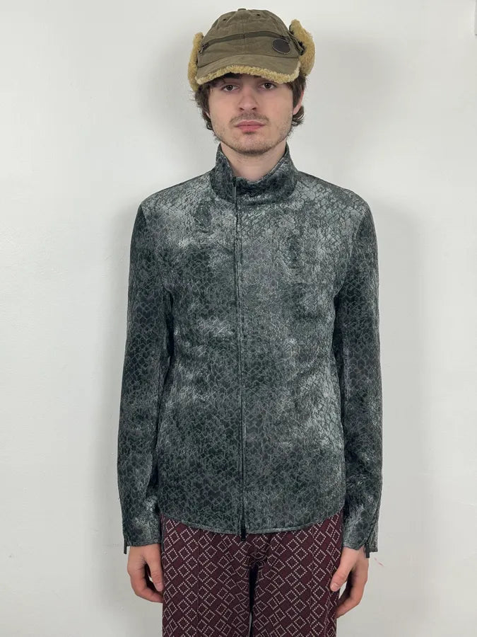 FW2017 Emporio Armani Green Asymmetrical Ninja Scale Effect Jacket oeZyTct 2