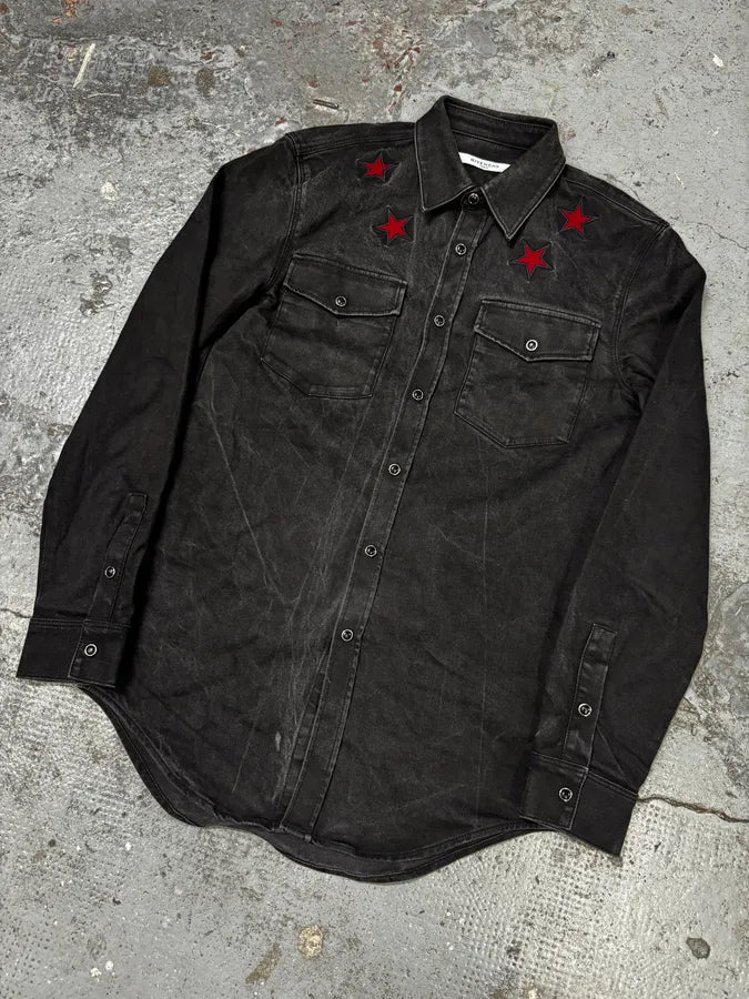 FW2017 Givenchy Stars Black Denim Shirt hxlSVmi 2