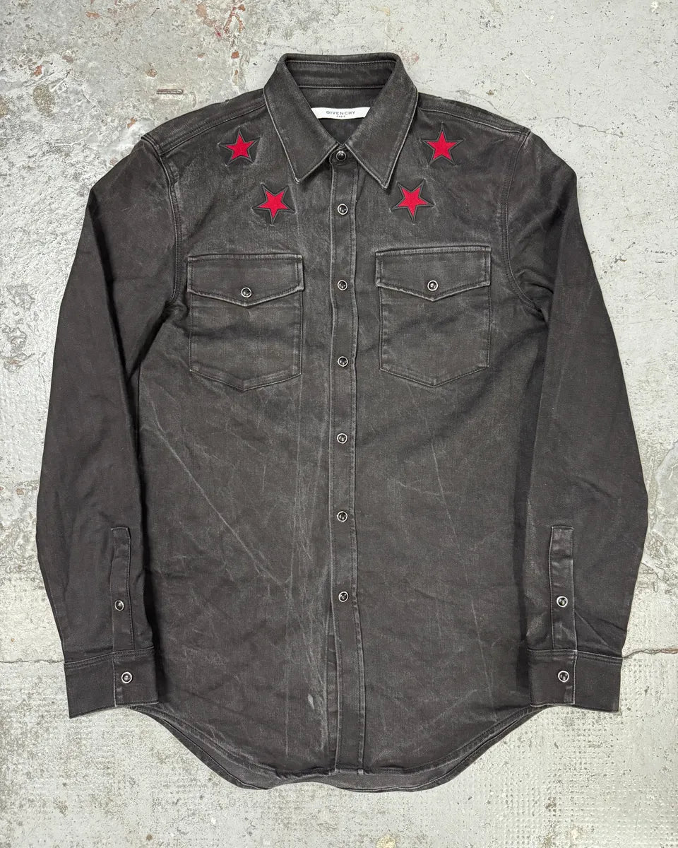 FW2017 Givenchy Stars Black Denim Shirt hxlSVmi 0