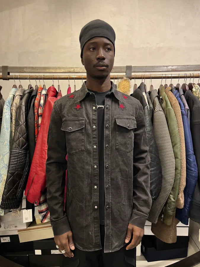 FW2017 Givenchy Stars Black Denim Shirt hxlSVmi 1
