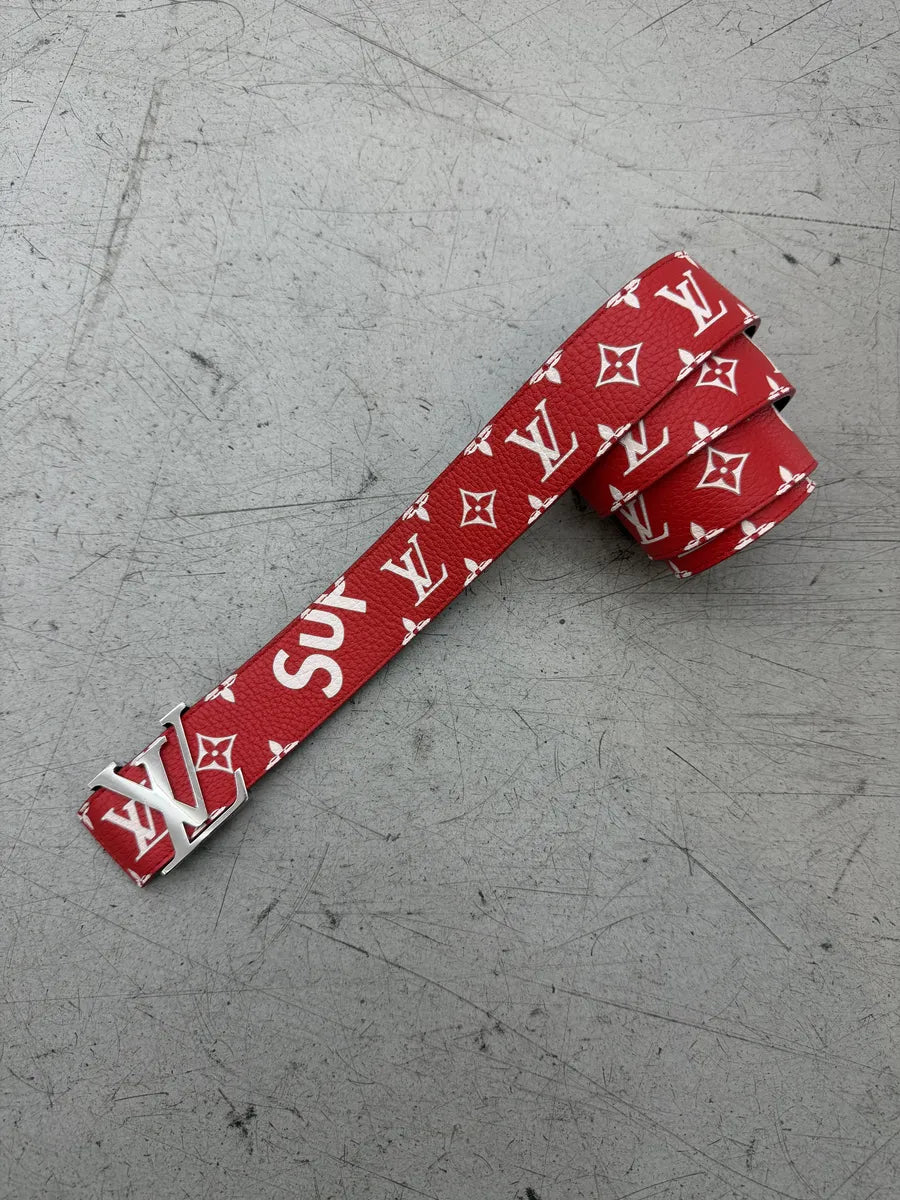 FW2017 Louis Vuitton Supreme Initiales Monogram Red Belt azbJHeE 0