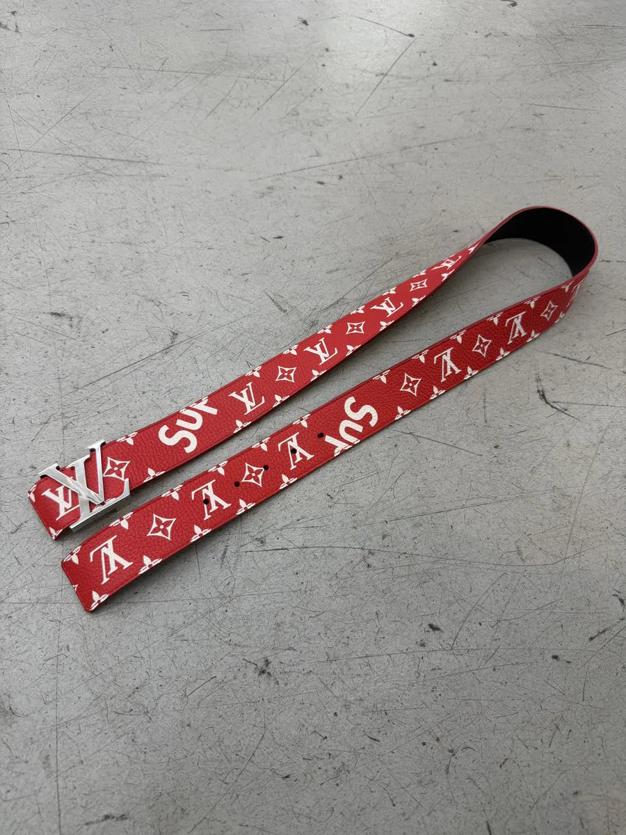 FW2017 Louis Vuitton Supreme Initiales Monogram Red Belt azbJHeE 1