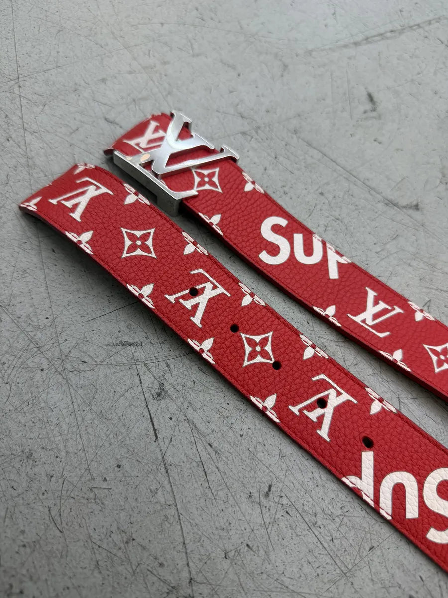 FW2017 Louis Vuitton Supreme Initiales Monogram Red Belt azbJHeE 5