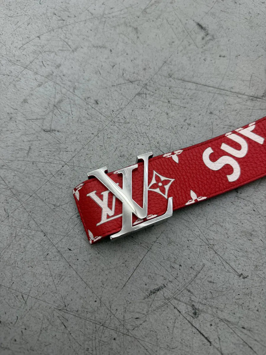 FW2017 Louis Vuitton Supreme Initiales Monogram Red Belt azbJHeE 6