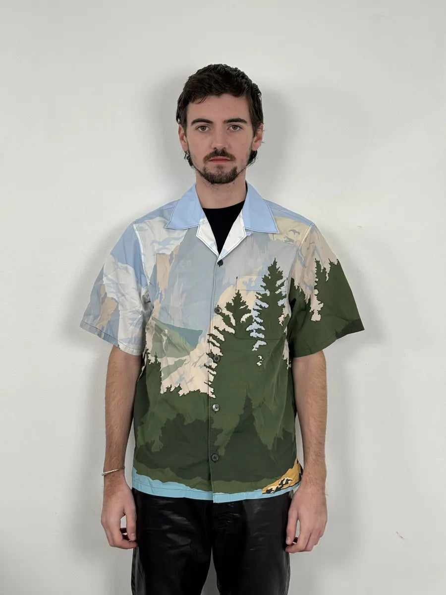 FW2017 Prada Moutain Landscape Blue Shirt SBAABZY 1