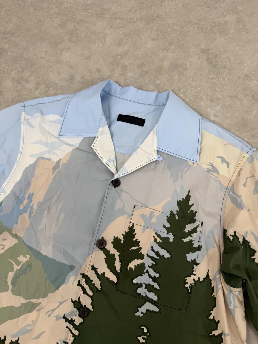 FW2017 Prada Moutain Landscape Blue Shirt SBAABZY 10