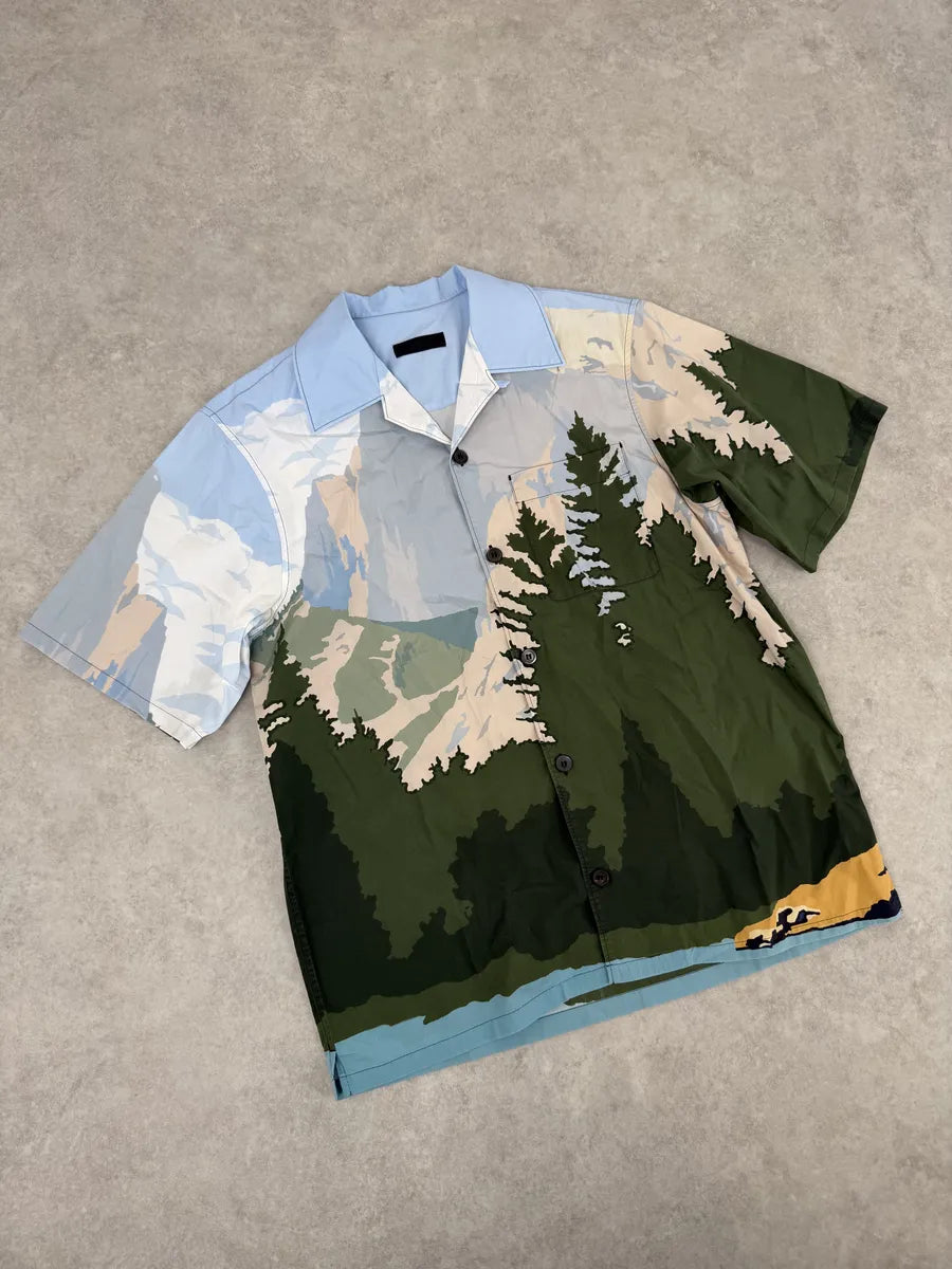 FW2017 Prada Moutain Landscape Blue Shirt SBAABZY 4